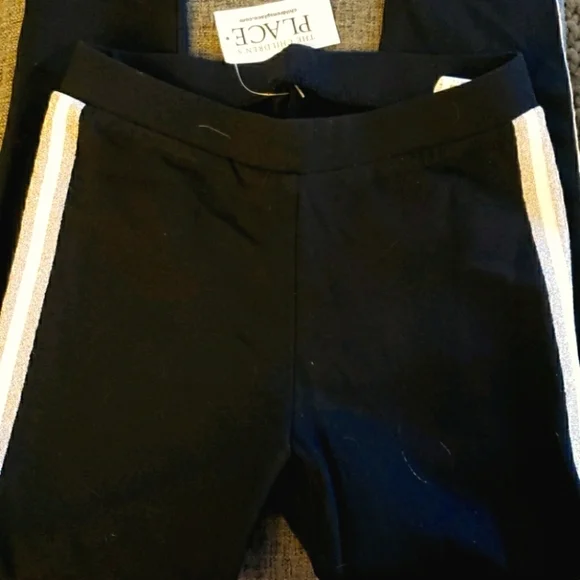 The Children's Place Black Metallic Trimmed Leggings Size S