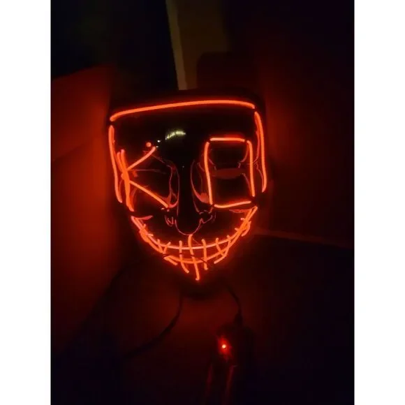 Halloween Scary Hacker Mask Led Light Costume Rave Cosplay Party Purge Mask, RED