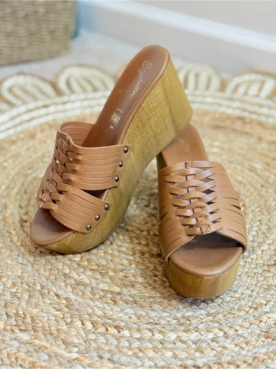 🌾 Seychelles Woven Platform Slide - Brown