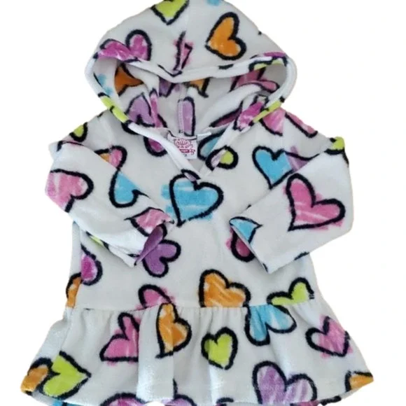 The Children's Place Baby Girl Heart Fleece Hoodie Size 6-9 Months
