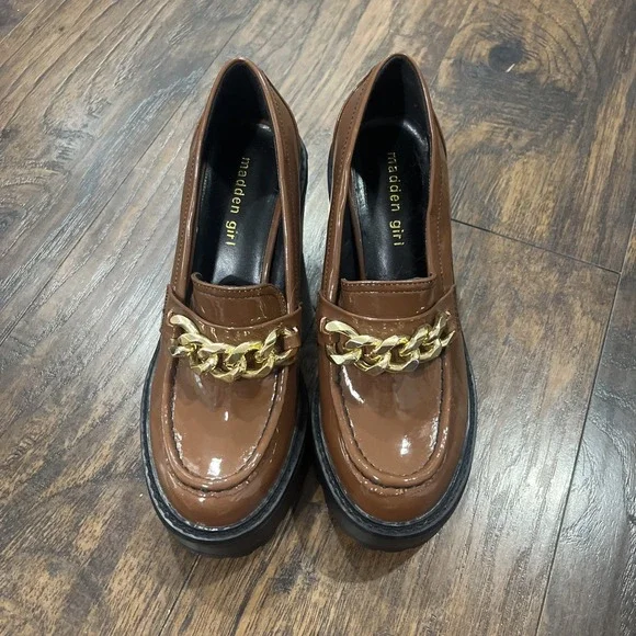 Steve Madden Girl Kassidy Platform Lug Sole Loafer Brown Women's 8.5