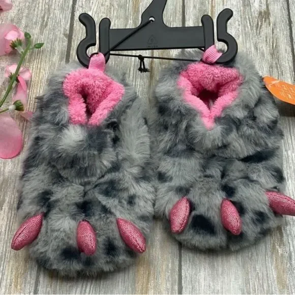 Baby Girl Fuzzy Claw Foot Little Monster Feet Slippers Shoes Size 3