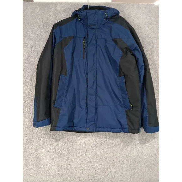 Hawke & Co Sport Men's M Blue Black Thinsulate Puffer Ski Jacket Hooded Winter C