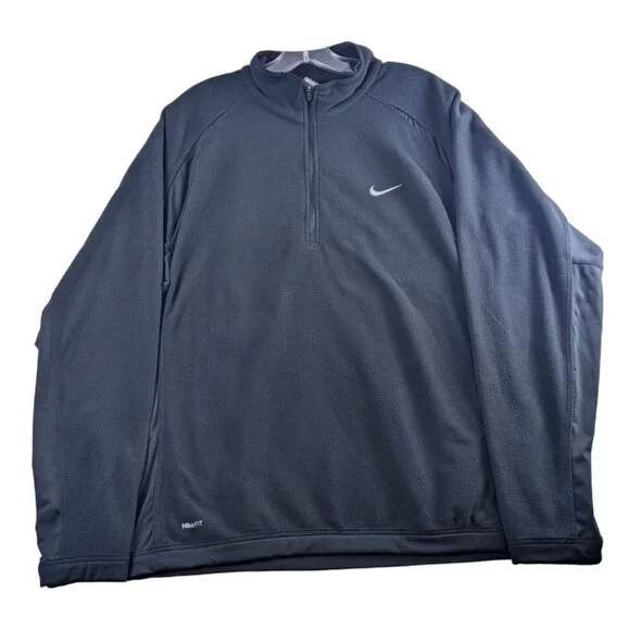 Nike Fit Therma 1/4 Zip Fleece Pullover‎ Sweatshirt Mens Large Black Long Sleeve