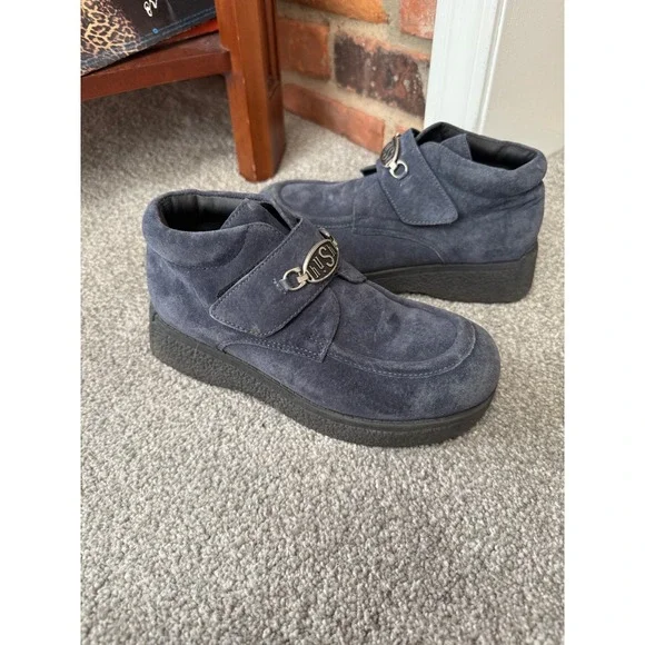 Y2K Vtg Hush Puppies Elvis Blue Suede Shoes‎ womens 5-5.5 RARE