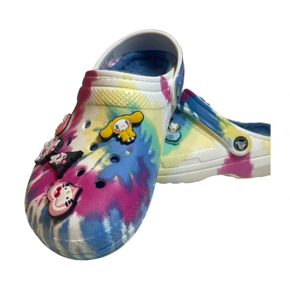 CROCS Kids Multicolor Tie-Dye Slippers with Charms