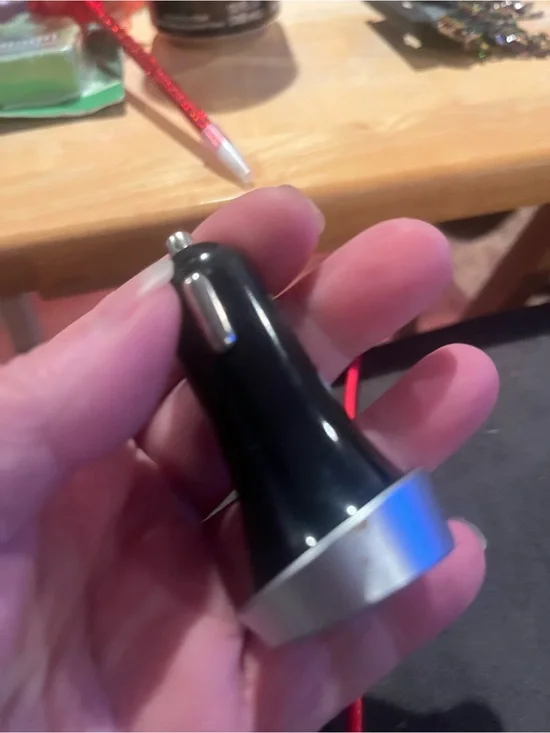Compact Black and Silver Car Charger