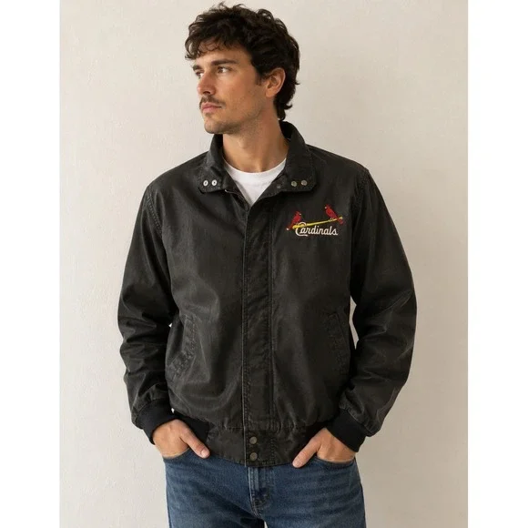 Vintage Swingster St. Louis Cardinals Black Coaches Jacket Men's Medium MLB USA