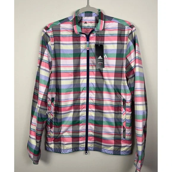 Adidas x Noah Running Jacket Plaid‎ Multicolor Full Zip XS NWT
