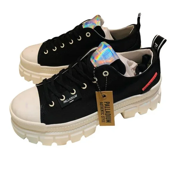 Palladium Revolt‎ Black White Platform Chunky Combat Lug Soles 7.5