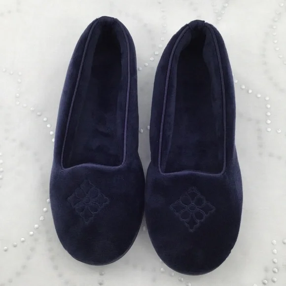 Dearfoam Navy velvety Super‎ padded soft slippers