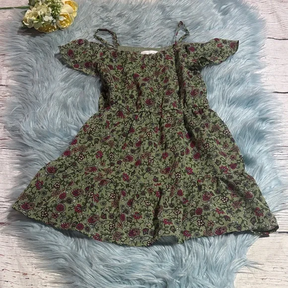 The Children’s Place Green and Purple Floral Kids Dress sz S