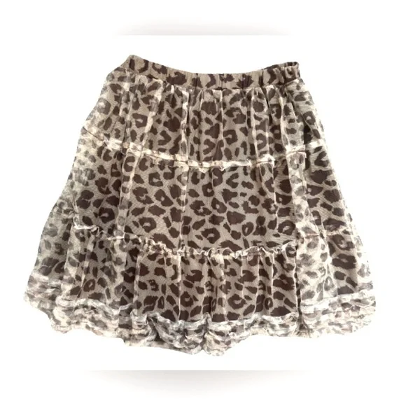 The Children’s Place Brown and Tan Leopard Print‎ Tiered Ruffle Skirt