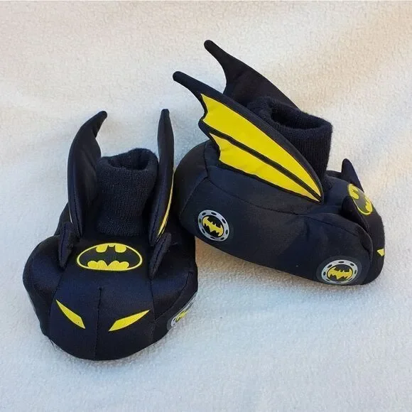 Batman black and yellow sock top plush slippers