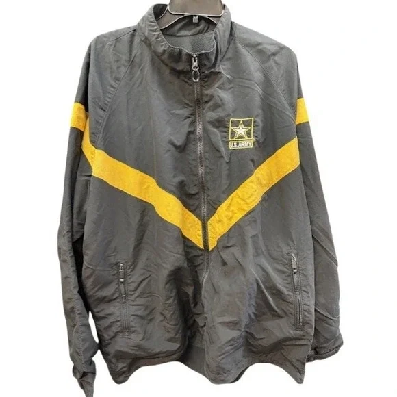 US Army APFU Physical Fitness Uniform Jacket Black Yellow Chevron XL Regular