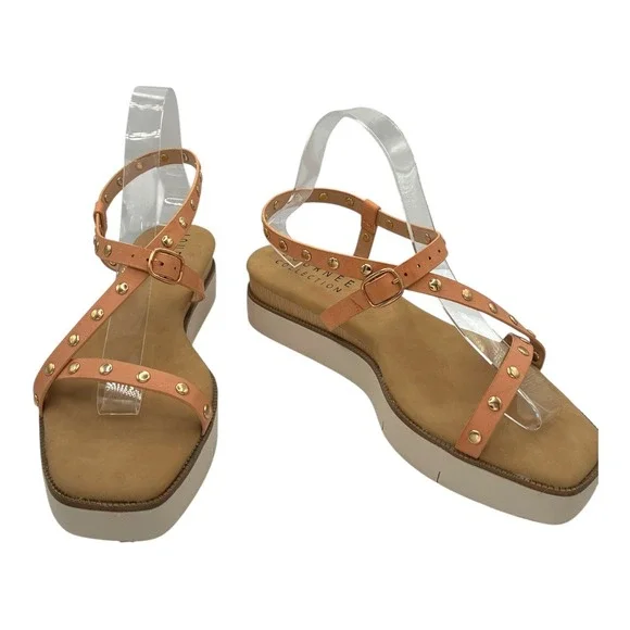 Journee Collection Lindsay Blush Studded Platform‎ Sandals Size 9 NIB