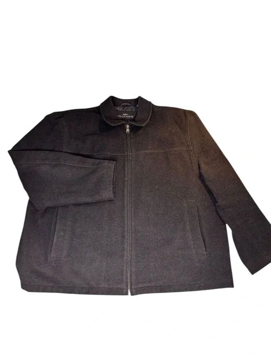 Dockers Mens Wool Blend Bomber Jacket Black XXL Quilted Interior Front Zip