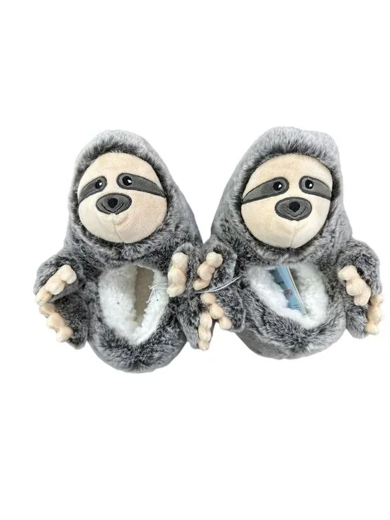 Cat & Jack Kids Sloth Plush Slippers Size S (13/1) Faux Fur Outer Non-Slip Sole