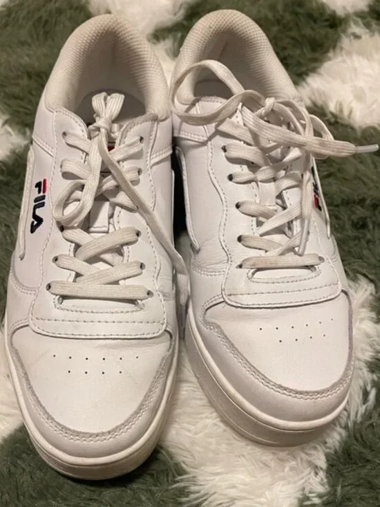 FILA FX-115 White Leather Lace-Up Platform Sneakers