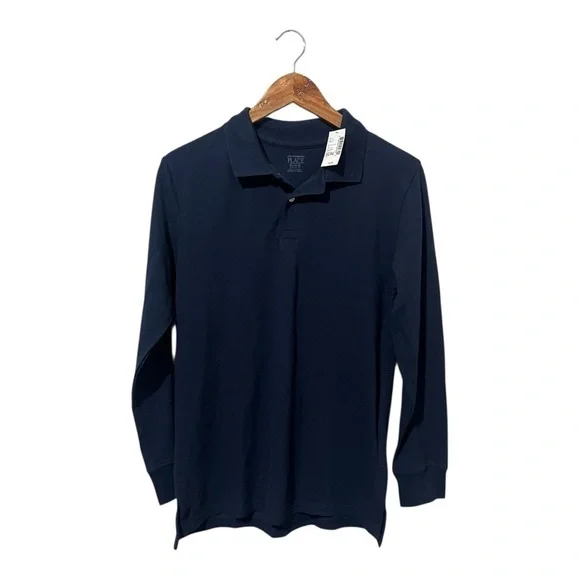 The Children's Place Navy Blue Long Sleeve Polo Shirt Size 16 Boys XXL Uniform