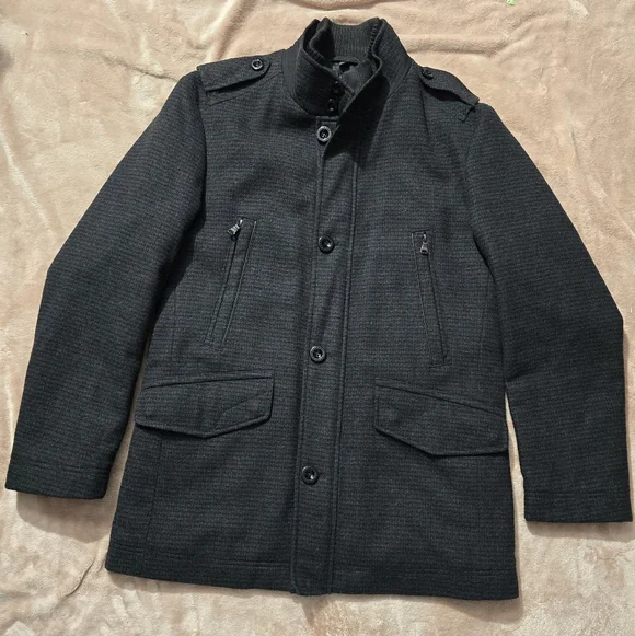 BOSS HUGO Boss Cassman coat wool blend zip/button front pockets lined men 40R