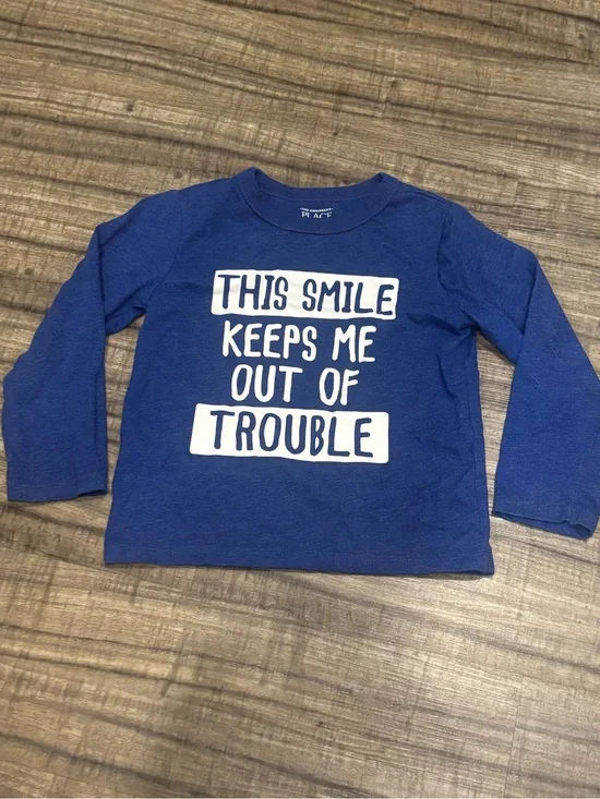 The Children’s Place Toddler 3T Long Sleeve Shirt Smile Keeps Me Out of Trouble