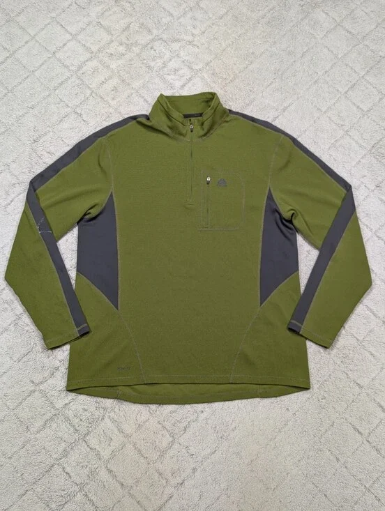 Nike ACG Jacket Mens XL Green ¼ Zip Pullover Light Stretch Hike Trail Outdoors
