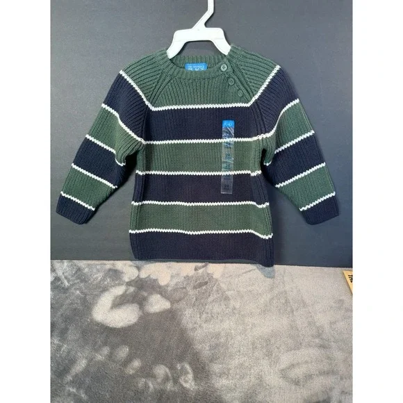 The Children's Place Sweater Toddler 24 mo‎ Green Navy, White Stripe Sweater-New