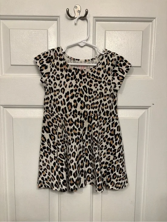 The Children's Place Leopard Print Dress - Cream, Black & Brown