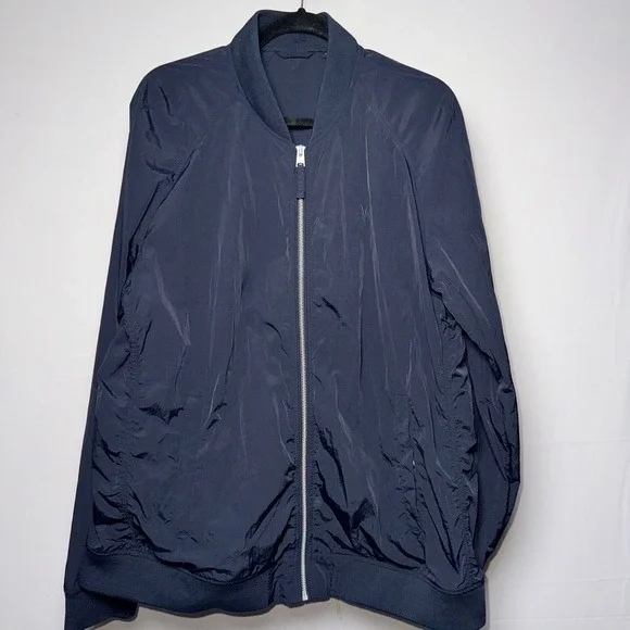 AllSaints Waylan Bomber Jacket Mens XL Black Full Zip M001OA Raglan Sleeve