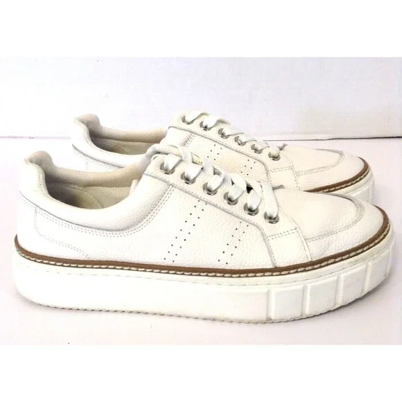 Vince Camuto Sneakers Wn 6.5 Rezelli White Leather Comfort Platform Shoes Preppy