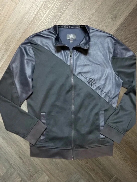 Rock &‎ Republic Zip Up Streetwear Moto Biker Jacket Mens Large Black Casual