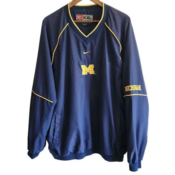 VTG‎ Nike University of Michigan Windbreaker Mens XXL 2000s  Pullover Blue