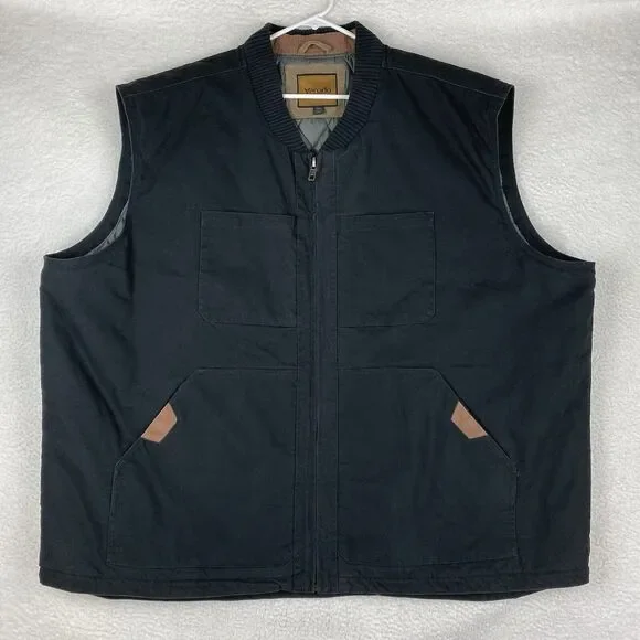 Venado Vest Mens Size 5XL Black Concealed Carry Canvas Quilt Lined Outdoors Work