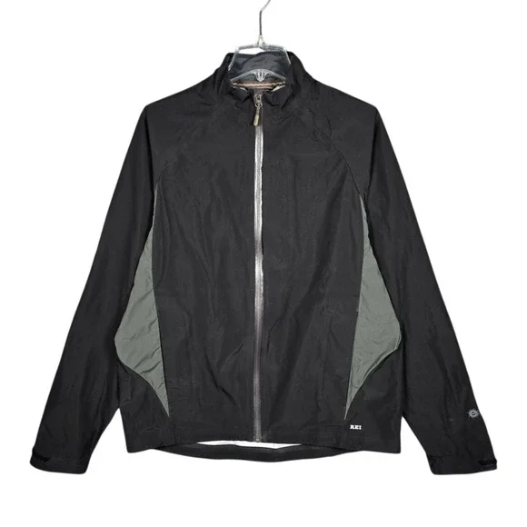 REI Jacket Mens Medium Black OXT eVent Waterproof Shell Windbreaker Rain