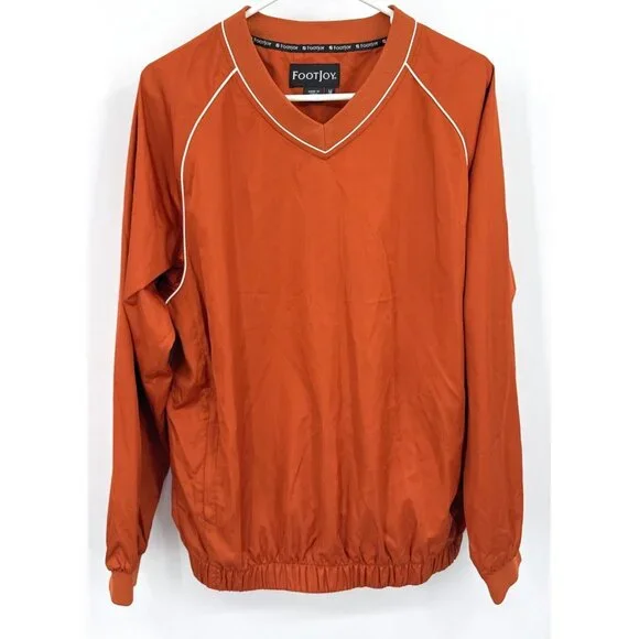 Footjoy Pullover V-Neck Windbreaker Jacket‎ Orange Brown Men's Medium