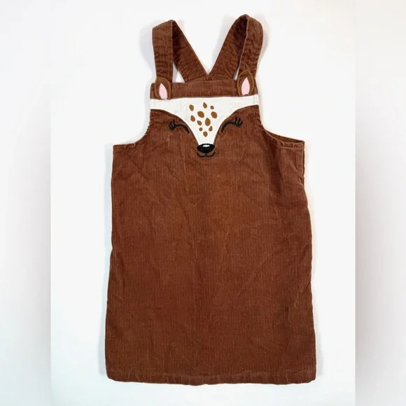 THE‎ CHILDREN’S PLACE Girls Brown Corduroy Deer Jumper Dress Size 4T
