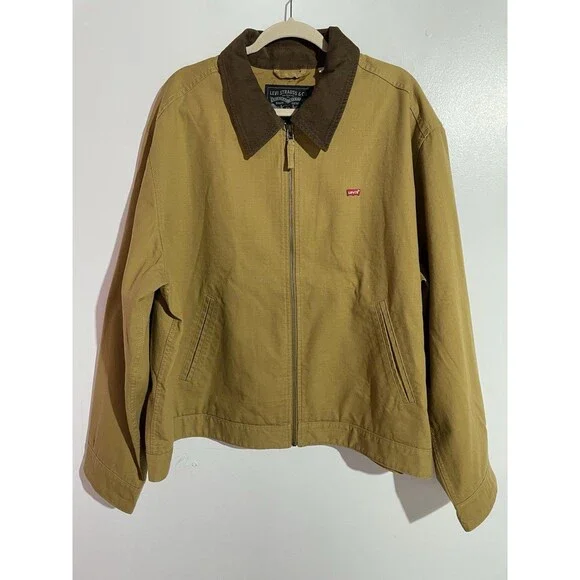 Levis‎ Canvas Depot Jacket Mens XL Brown Corduroy Collar Trucker Barn Utility