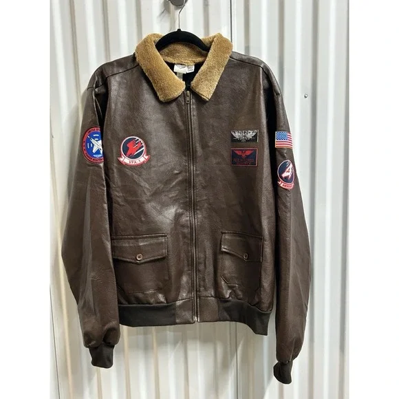 TOM CRUISE TOP GUN MAVERICK BOMBER FUR LEATHER FLIGHT JACKET ADULT LARGE