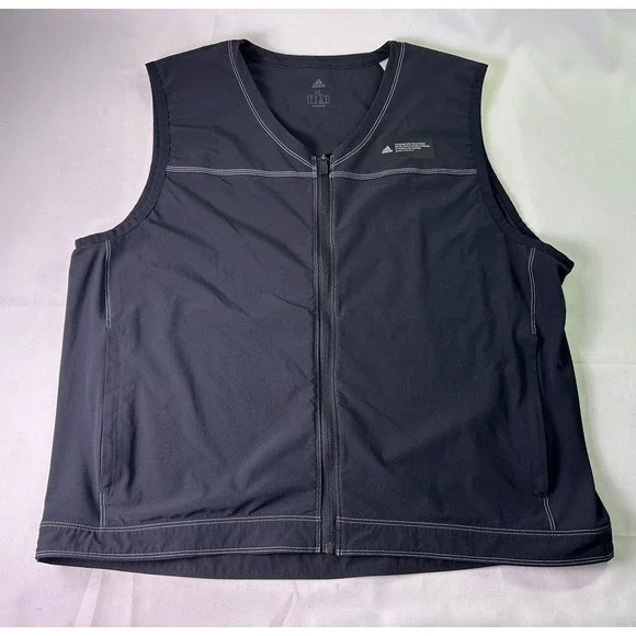 Adidas Sport Performance Full Zip Vest Black White Stitching Gorpcore‎ Men's XL