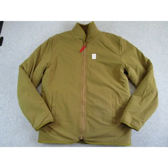 Topo Designs Jacket Mens Small Tan Reversible Sherpa Pile Hiking Coat