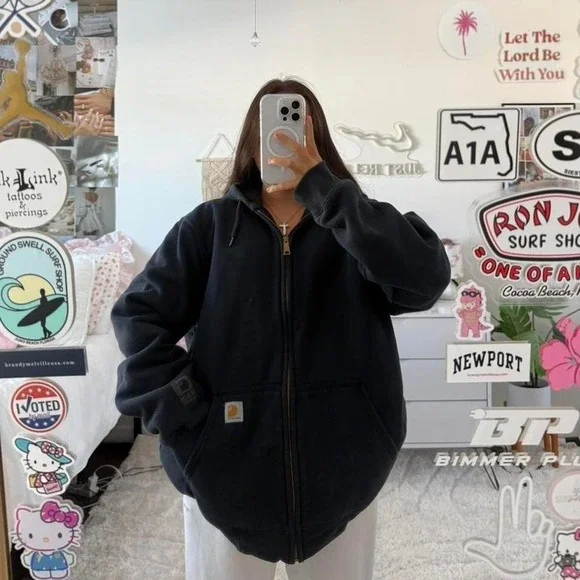 navy blue carhartt work jacket