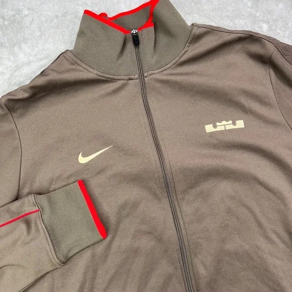 Nike Lebron James Sample Jacket Mens 2XLT Tall Brown Full Zip Logo‎ Basketball