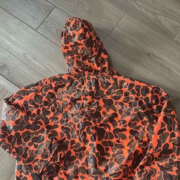Lake 'N Trail Vinyl Camo Quilted Rain Jacket, Size XL, Vintage