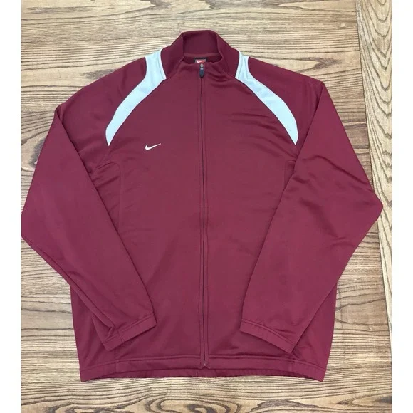 Vintage 90s Y2K Nike Team Men's Large‎ Red/White Full Zip Track Jacket