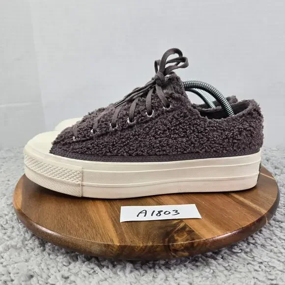 Converse Womens 10 CTAS Chuck Taylor All Star Platform Low Cozy Sherpa Mauve Y2K