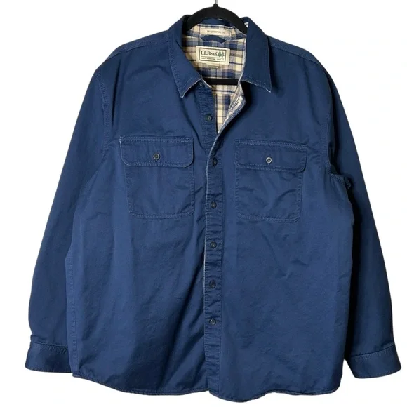 L.L. Bean Blanket Lined Shirt Jacket Flannel Workwear Blue Men’s L