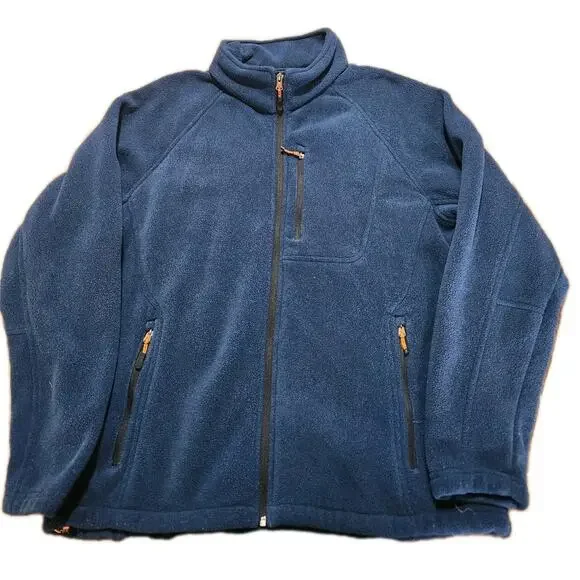 PGA Tour Mens Full Zip Fleece Jacket Blue Golf Midweight Mock Neck Size XL