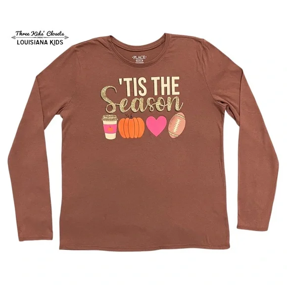 The Children's Place XXL (16) Brown 'Tis The Season Fall Shirt