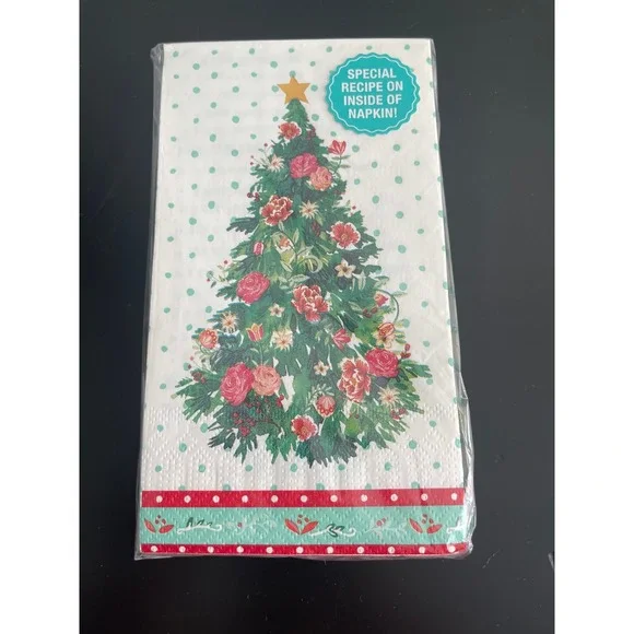 00511 - The Pioneer Woman Christmas Tree Floral Cocktail Napkins 24 Count - 1 pk
